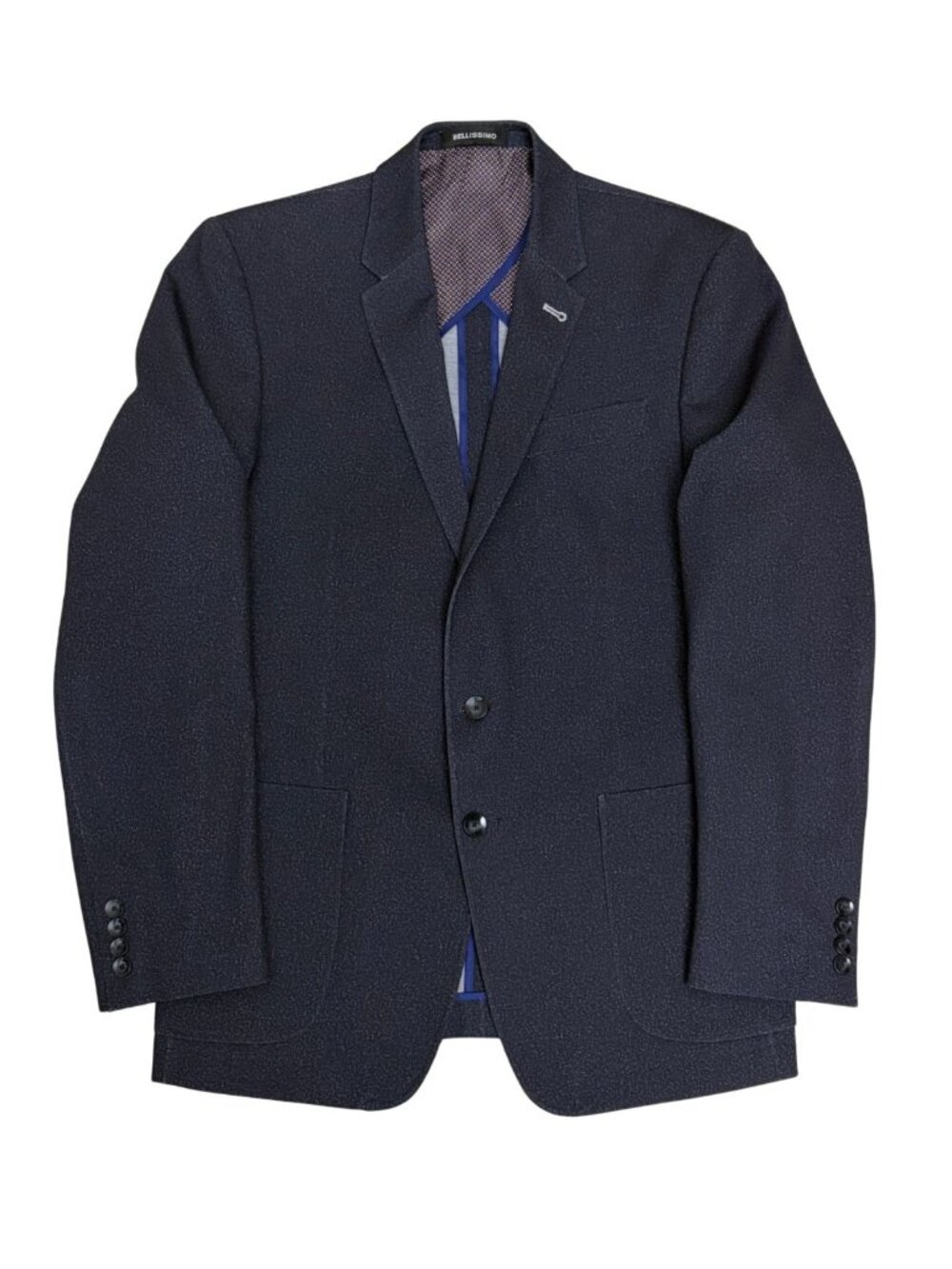 BELLISSIMO BLUE BLAZER Luxury Business Casual Sport Coat Jacket Mens 40R